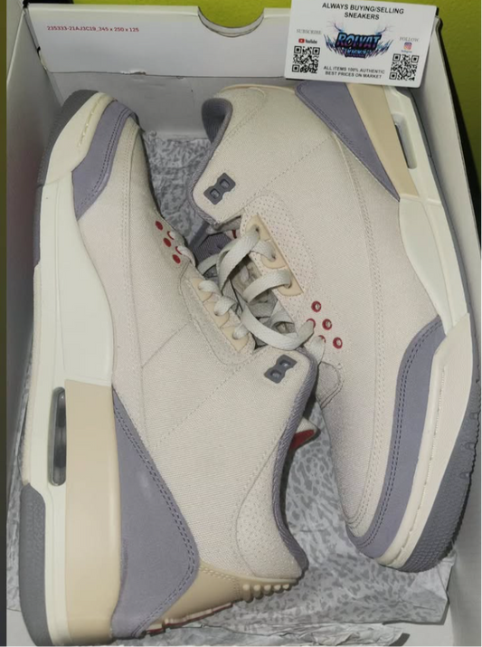 SIZE 11 AIR JORDAN 3 MUSLIN WITH OG BOX