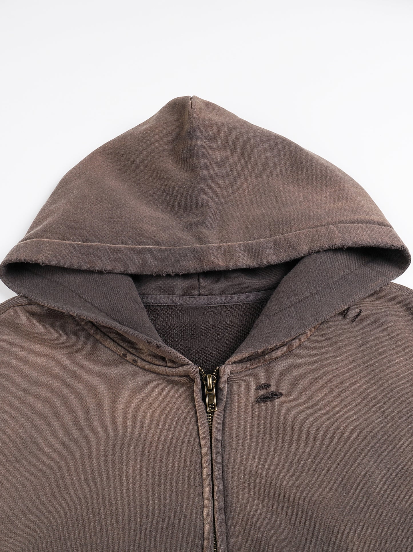 Hand-Frayed Sunfade Zip Hoodie